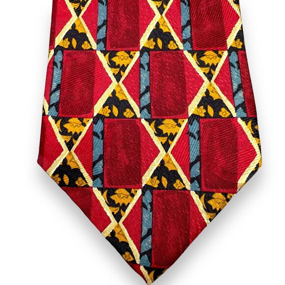 Boutique Mens 100% Silk Dress Tie Made in‎ Spain Geometric Print 58" 4" - Picture 4 of 8